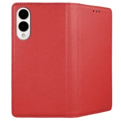 Samsung Galaxy S25 Edge telefontok - piros mágneses szilikon keretes könyvtok-1