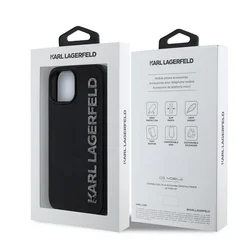 Telefontok iPhone 14 - Karl Lagerfeld 3D Rubber Glitter Log fekete hátlap tok-6