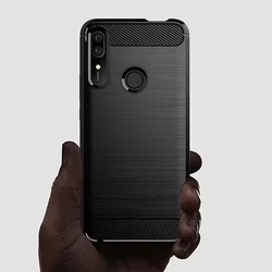 Telefontok Huawei P Smart Z / Honor 9X - Carbon Fiber fekete szilikon tok-1