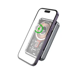 Dudao TGK1 Powerbank - szürke vezetékes (USB-C) és Wireless (MagSafe kompatibilis) power bank 10 000 mAh, 15W-2