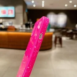 iPhone 13 mini telefontok - Larte shiny - neon pink csillámos hátlap tok-2