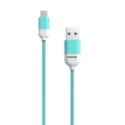 PANTONE MC001-5 kábel - USB / MicroUSB zöld szövetkábel, 2,4A, 1,5m-1