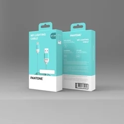 PANTONE MC001-5 kábel - USB / MicroUSB zöld szövetkábel, 2,4A, 1,5m-2