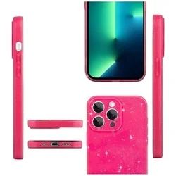 iPhone 13 Pro telefontok - Larte shiny - neon pink csillámos hátlap tok-1