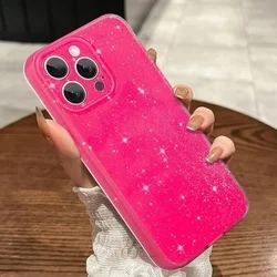 iPhone 13 Pro telefontok - Larte shiny - neon pink csillámos hátlap tok-3