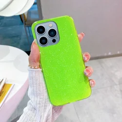 iPhone 15 Pro Max telefontok - Larte shiny - neon zöld csillámos hátlap tok-2