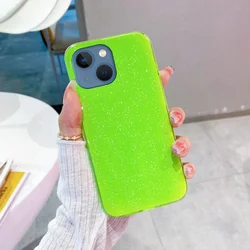iPhone 13 mini telefontok - Larte shiny - neon zöld csillámos hátlap tok ﻿-2