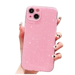 iPhone 14 telefontok- Larte shiny - pink csillámos hátlap tok-1