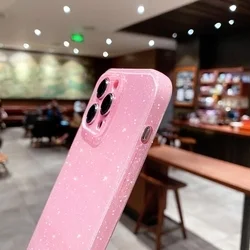 iPhone 15 Pro Max telefontok - Larte shiny - pink csillámos hátlap tok-4