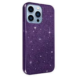 iPhone 13 Pro Max telefontok - Larte shiny - lila csillámos hátlap tok-1
