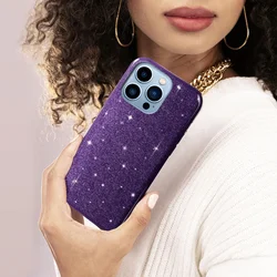 iPhone 15 Pro Max telefontok - Larte shiny - lila csillámos hátlap tok-2