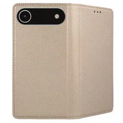 iPhone 17 Air telefontok - arany mágneses átlátszó szilikon keretes könyvtok-2