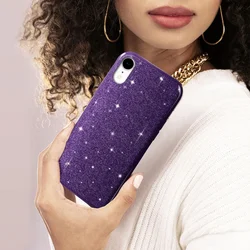 iPhone XR telefontok - Larte shiny - lila csillámos hátlap tok ﻿-2