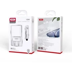 Töltő: XO - USB portos fehér hálózati gyorstöltő 18W + USB / Type-C (USB-C) kábel (1m)-3