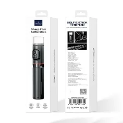 WiWU SE003 selfie bot - fekete, bluetooth távirányítós, tripoddá alakítható selfie bot, LED világítással-2