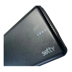 Powerbank Setty - fekete powerbank 10000 mAh, LED-es, USB / MicroUSB + Type-C (USB-C) adapter-1