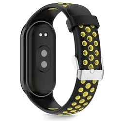 Xiaomi Smart Band 8 / 9 / 10 / NFC okosóra szíj - Tech- Protect Iconband Air - fekete/citromsárga szilikon szíj-1