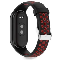 Xiaomi Smart Band 8 / 9 / 10 / NFC okosóra szíj - Tech- Protect Iconband Air - fekete/piros szilikon szíj-1