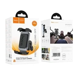 HOCO H82 fekete/metál szürke kormányra szerelhető kerékpáros/motoros mobiltelefon tartó-8