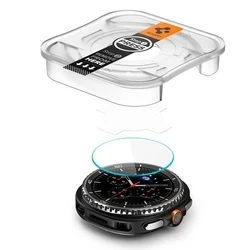 Okosóra üvegfólia - Spigen EZ FIT GLAS.tR - Samsung Galaxy Watch 8 Classic (46 mm) okosórához (2 db) + felhelyezést segítő-3