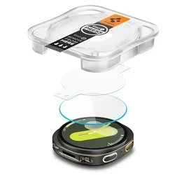 Okosóra üvegfólia - Spigen EZ FIT GLAS.tR - Samsung Galaxy Watch 8 (44 mm) okosórához (2 db) + felhelyezést segítő-1