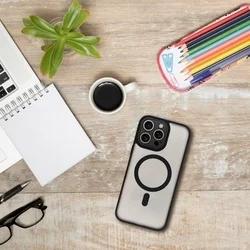 Telefontok iPhone 14 Pro - Variete MagSafe kompatibilis áttetsző műanyag hátlap tok, fekete szilikon kerettel-4