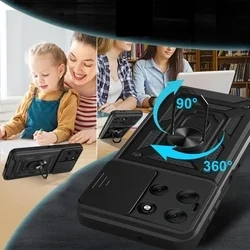 Telefontok Motorola Moto G56 5G - Camshield - fekete szilikon tok, kitámasztó ujjgyűrűvel, csúsztatható kameravédővel-2