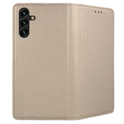 Telefontok Samsung Galaxy A17 5G - arany mágneses szilikon keretes könyvtok-2