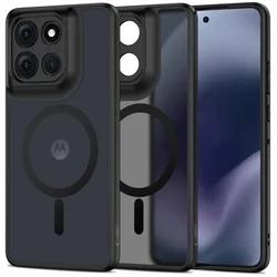 Telefontok Motorola Moto G86 5G / G86 Power 5G - Tech-Protect Magmat - MagSafe kompatibilis áttetsző műanyag hátlap tok, fekete szilikon kerettel-1