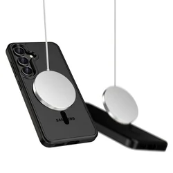 Telefontok Motorola Moto G86 5G / G86 Power 5G - Tech-Protect Magmat - MagSafe kompatibilis áttetsző műanyag hátlap tok, fekete szilikon kerettel-2