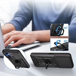 Telefontok Xiaomi Redmi 15C - Camshield - fekete szilikon tok, kitámasztó ujjgyűrűvel, csúsztatható kameravédővel-5