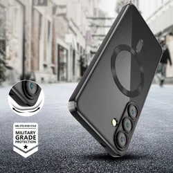 Telefontok Samsung Galaxy A17 5G - Tech-Protect Magflex - MagSafe kompatibilis átlátszó hátlap tok, fekete szilikon kerettel-1