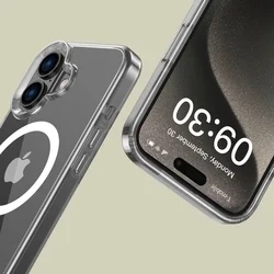 Telefontok iPhone 17 - Tech-Protect Flexair Hybrid - MagSafe kompatibilis átlátszó műanyag hátlap tok, szilikon kerettel-1