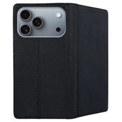 Telefontok iPhone 17 Pro Max - fekete mágneses átlátszó szilikon keretes könyvtok ﻿-2