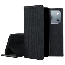 Telefontok iPhone 17 Pro Max - fekete mágneses átlátszó szilikon keretes könyvtok ﻿-4