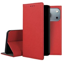 Telefontok iPhone 17 Pro Max - piros mágneses átlátszó szilikon keretes könyvtok ﻿-4