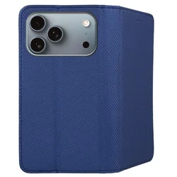 Telefontok iPhone 17 Pro Max - kék mágneses átlátszó szilikon keretes könyvtok-2