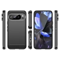 Telefontok Google Pixel 10 - Carbon Fiber - fekete szilikon hátlap tok-2