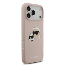 Telefontok iPhone 17 Pro - Karl Lagerfeld és Choupette Head - MagSafe kompatibilis pink hátlap tok-3