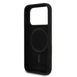 Telefontok iPhone 17 Pro - Karl Lagerfeld és Choupette Head - MagSafe kompatibilis fekete hátlap tok-5