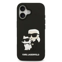 Telefontok iPhone 17 - Karl Lagerfeld és Choupette Head - MagSafe kompatibilis fekete hátlap tok-2