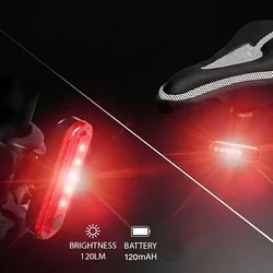 Biciklis kiegészítő: Kerékpár LED-es hátsó lámpa, piros fényű, újratölthető-3