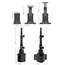 Univerzális pohártartóba rögzíthető autós tartó, fekete (4-11 coll)-1