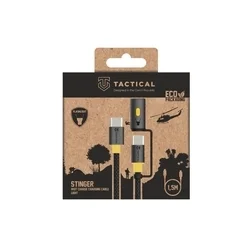 Kábel Tactical Stinger - Type-C / Type-C (USB-C) fekete szövet kábel + LED lámpa, 1,5m-1