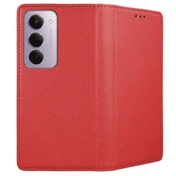 Telefontok Xiaomi Redmi 15 4G / 5G - piros mágneses szilikon keretes könyvtok-2