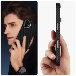 Telefontok iPhone 17 - Carbon MagSafe kompatibilis fekete/ezüst szilikon hátlap tok-1