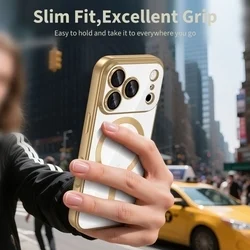 Telefontok iPhone 17 Pro Max - Tech-Protect Magflex - MagSafe kompatibilis átlátszó hátlap tok, arany szilikon kerettel-4