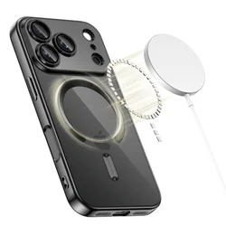 Telefontok iPhone 17 Pro Max - Tech-Protect Magflex - MagSafe kompatibilis átlátszó hátlap tok, fekete szilikon kerettel-1