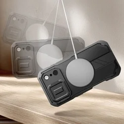 Telefontok iPhone 17 Pro - Tech- Protect Kevlar Pro - átlátszó előlap + plexi fekete hátlapi 360°-os tok, kitámasztható-3