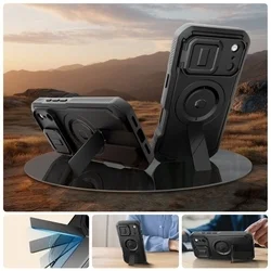 Telefontok iPhone 17 Pro - Tech- Protect Kevlar Pro - átlátszó előlap + plexi fekete hátlapi 360°-os tok, kitámasztható-4